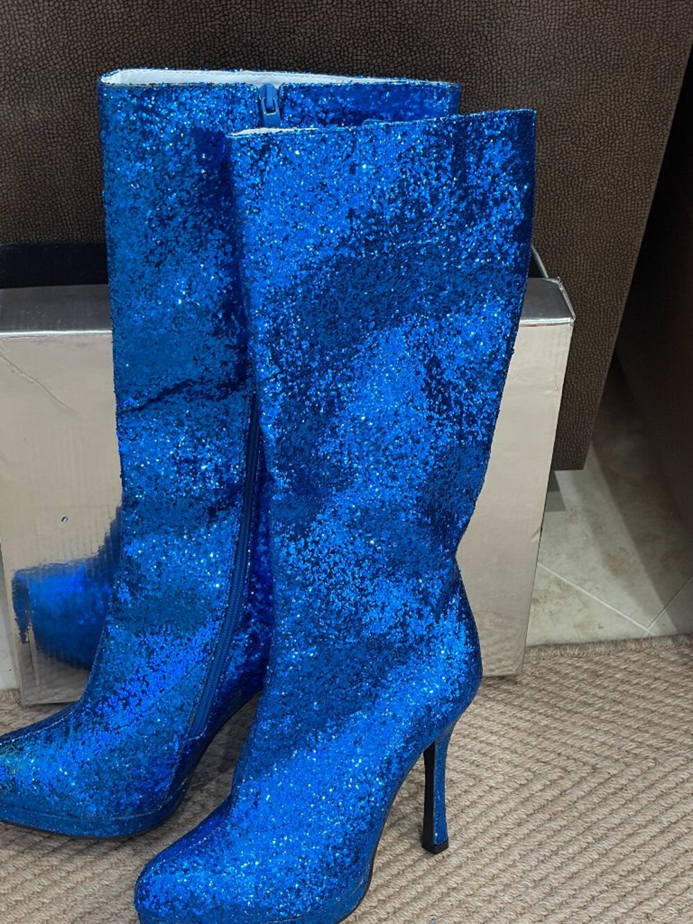 Ellie Shoes -421 Zara blue glitter boots